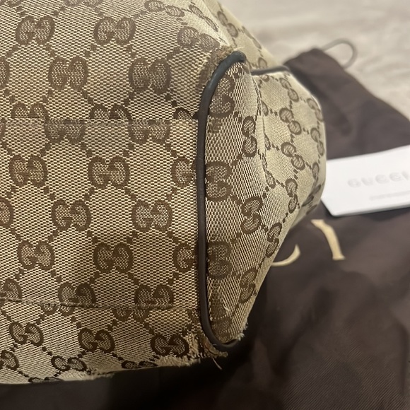 Gucci medium Sukey canvas leather tote bag authentic neutral brown tan - Picture 15 of 16